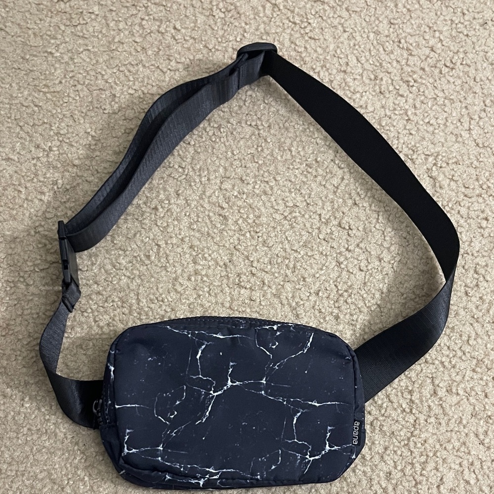 Apana Black Marble Print Belt Bag